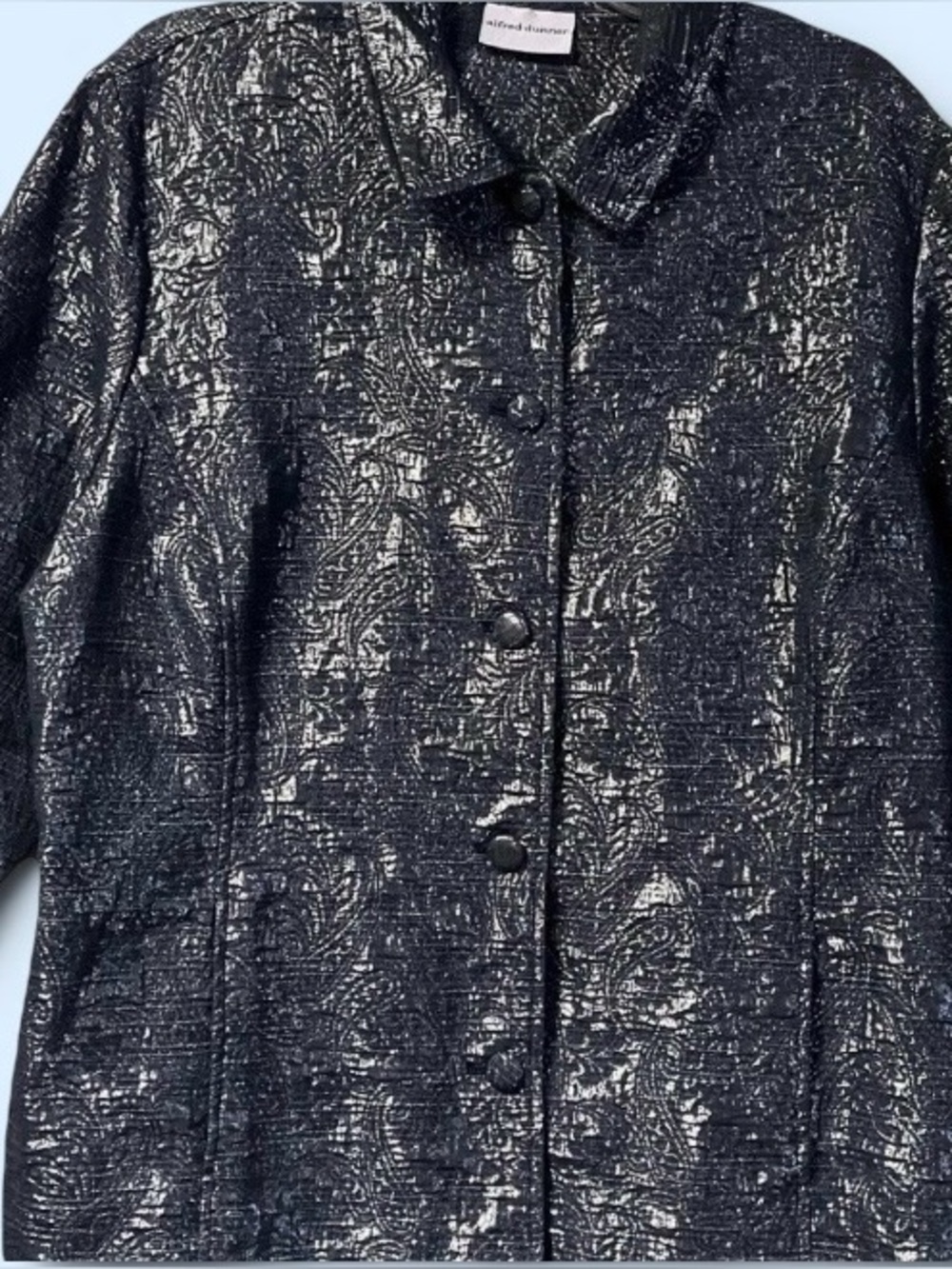 Alfred Dunner ~ Women’s ~ Jacket ~ 2X ~ Metallic ~ Blue & Silver ~ size 20